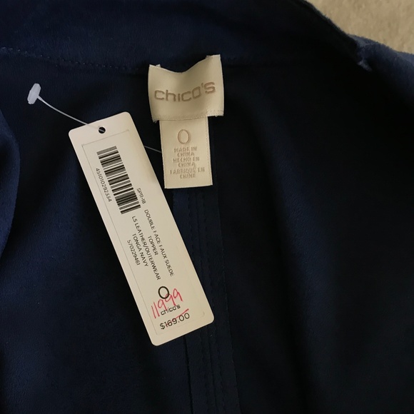 NWT Gorgeous Chicos Navy Faux Suede Topper Sz S - Picture 5 of 7